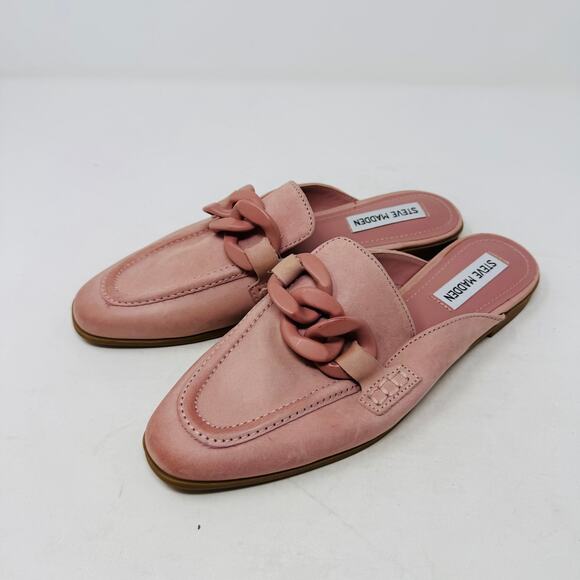 Steve Madden Cally Chain Mule Loafers Pink Suede Slip-On Flats Women’s Size 7.5 - Picture 1 of 10